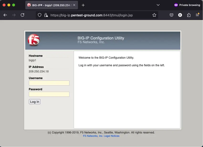 Admin login page for F5 BIG-IP