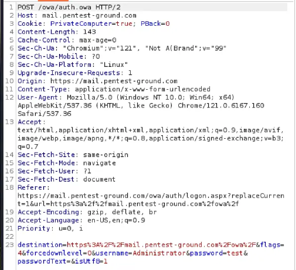 Microsoft Exchange login parameters