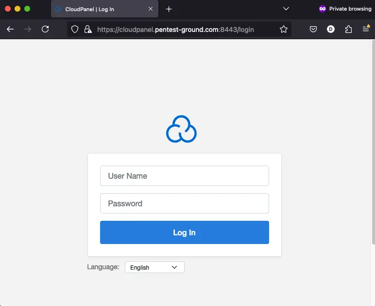 Admin login page for CloudPanel