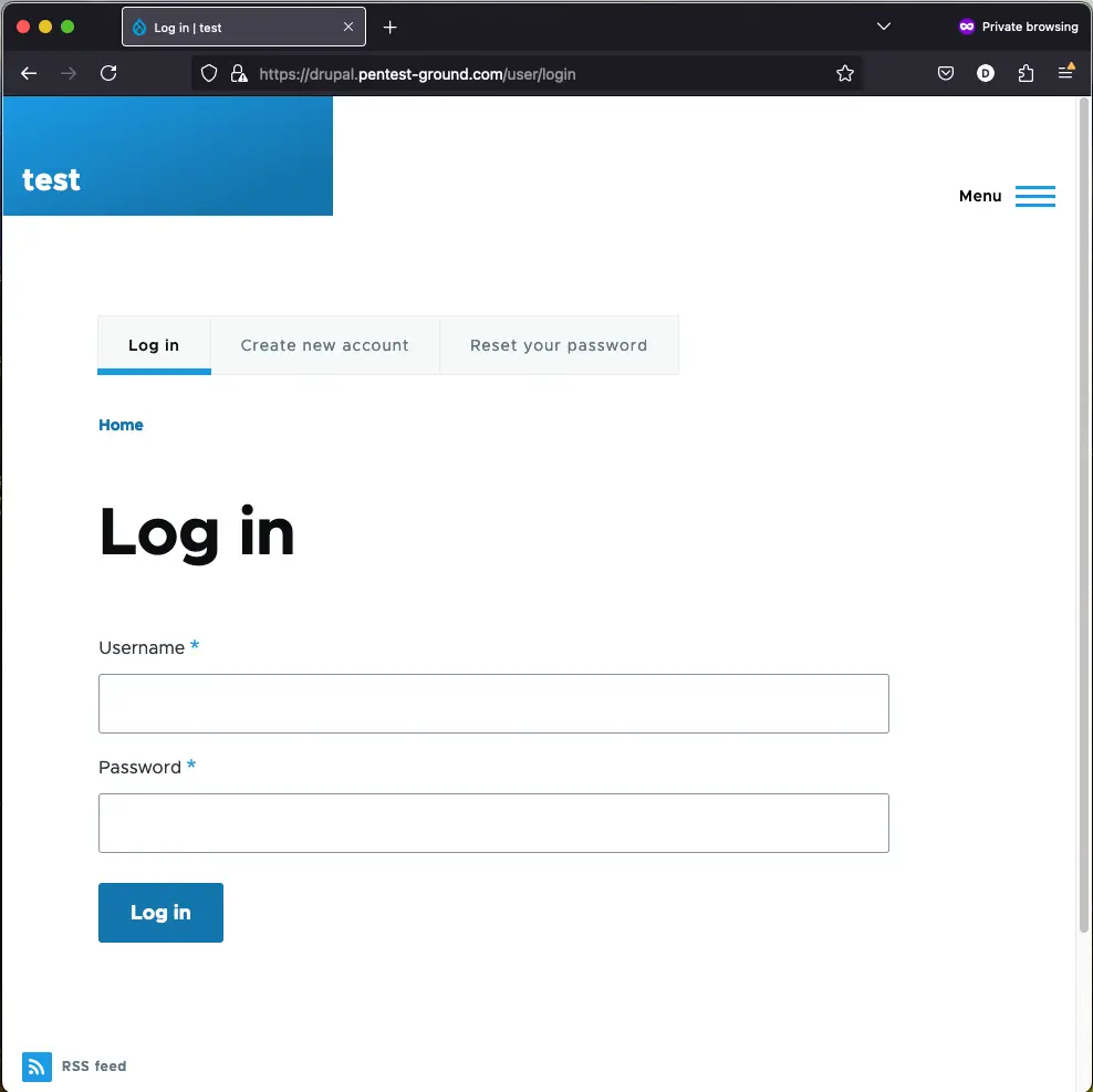 Drupal login screen