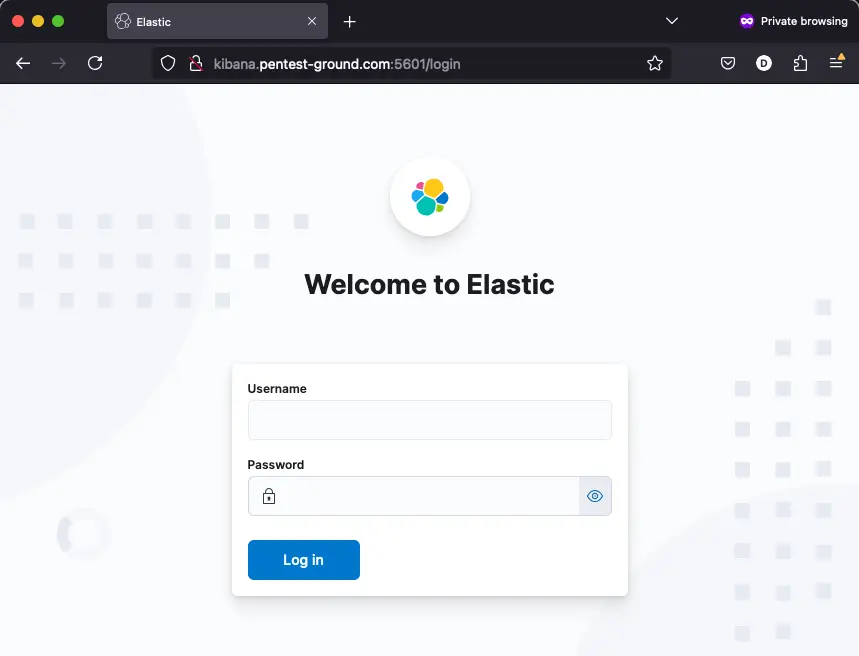Kibana login form