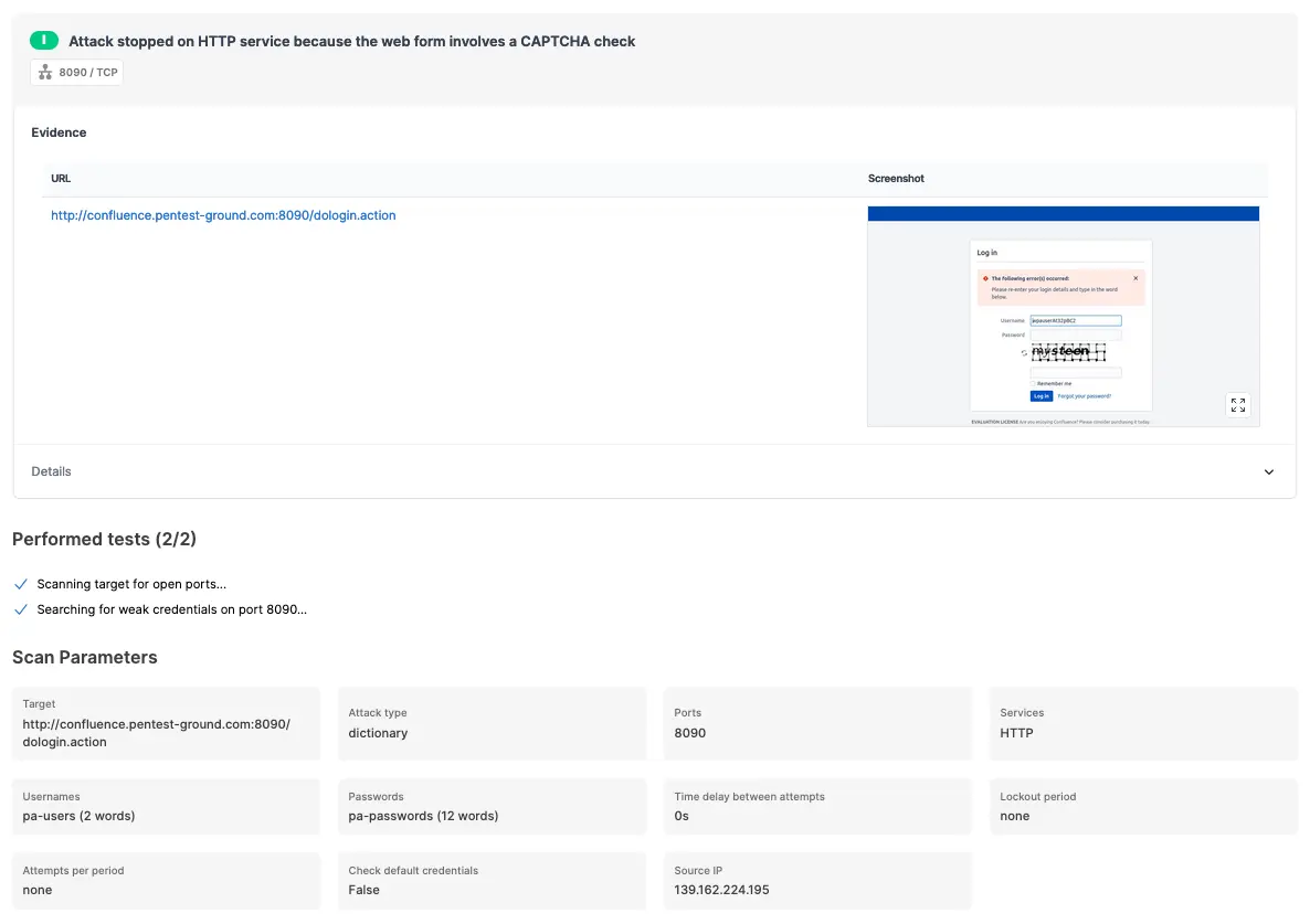 Confluence Password Auditor login captcha