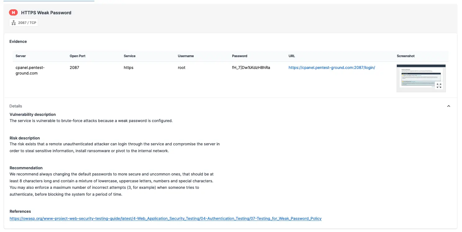 cPanel WHM Password Auditor HTTPS Weak Password