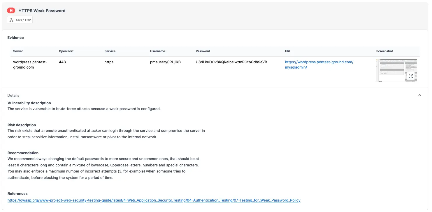 phpMyAdmin Password Auditor HTTPS Weak Password