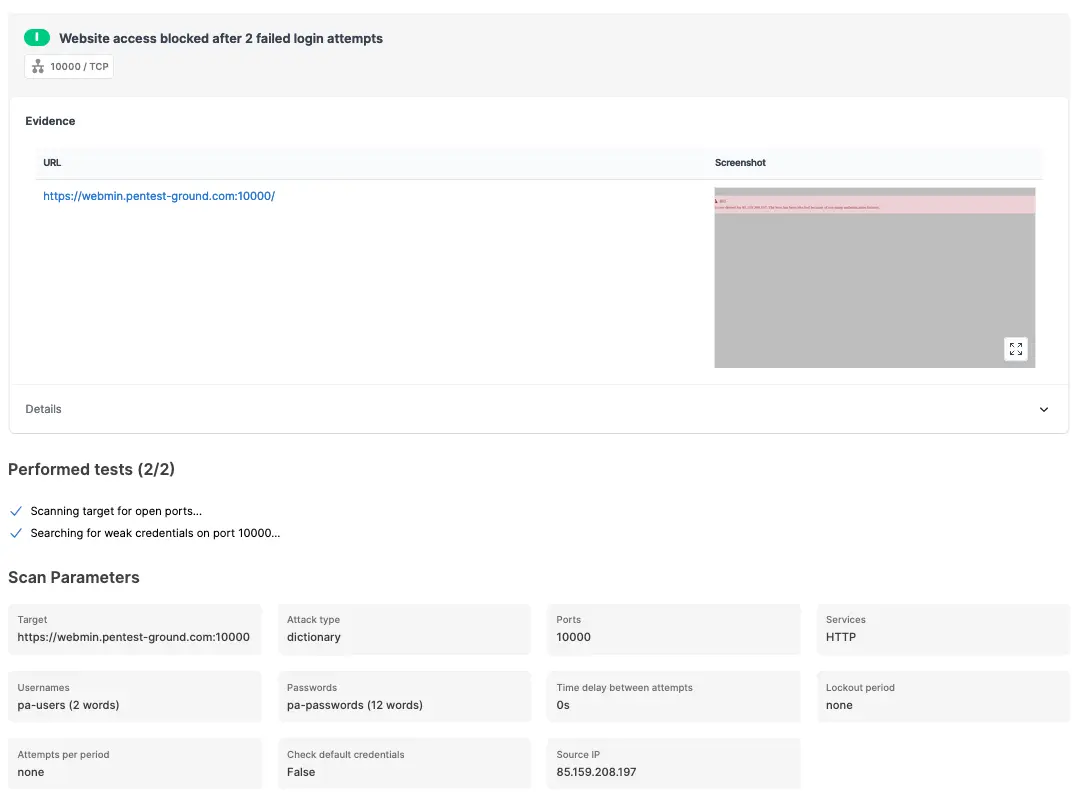 Password Auditor Webmin failed login attempts