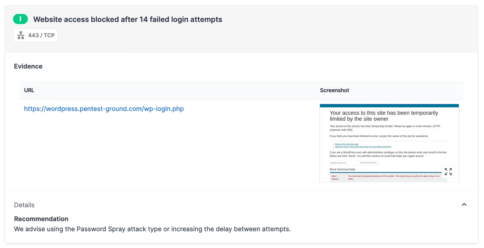 Wordpress password auditor access blocked