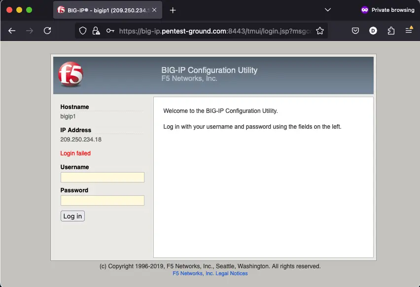F5 BIG-IP login error