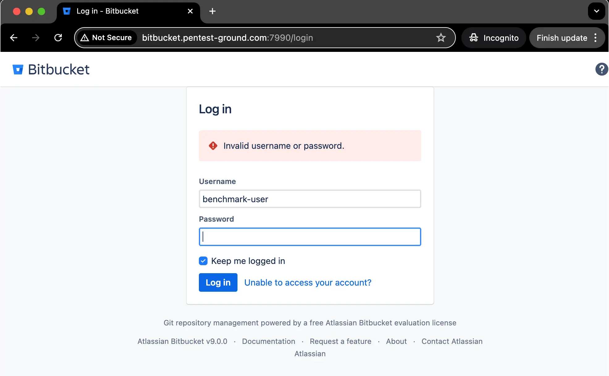 Bitbucket login error