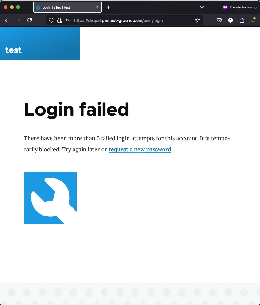 Drupal blocked login attempt