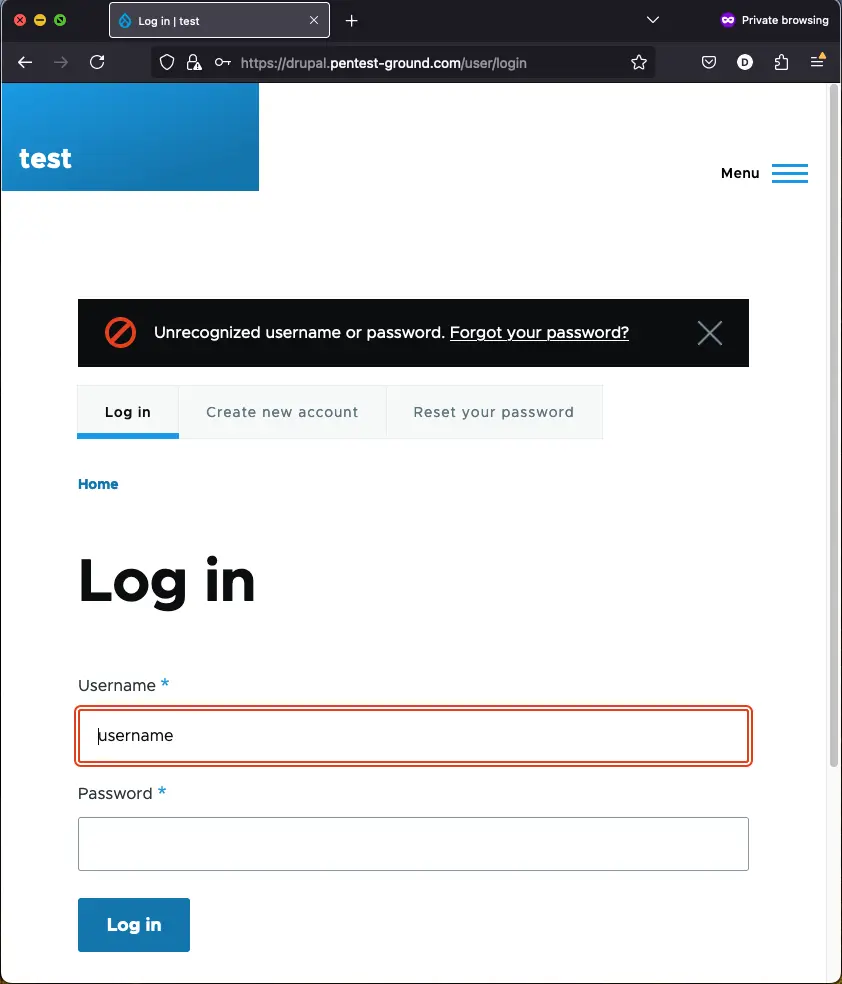 Drupal login error