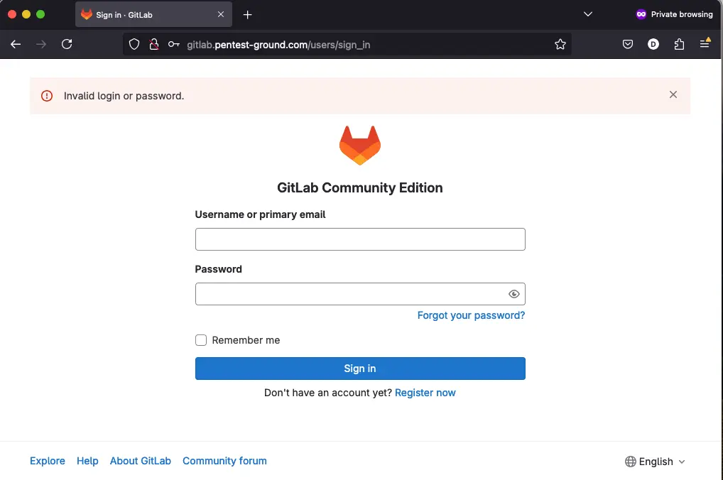 Gitlab CE login error