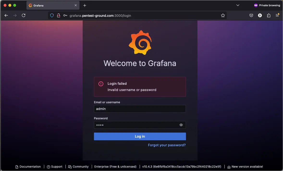 Grafana login error