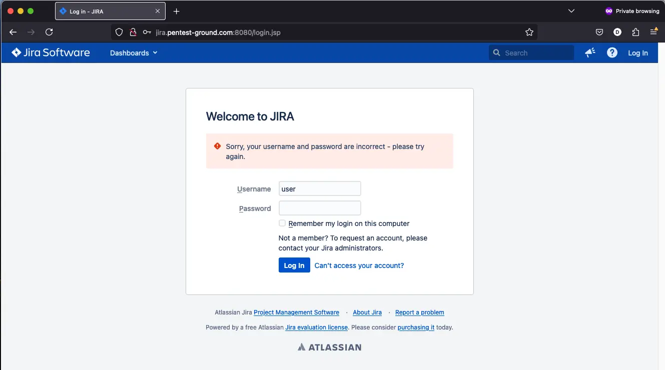 Jira login error