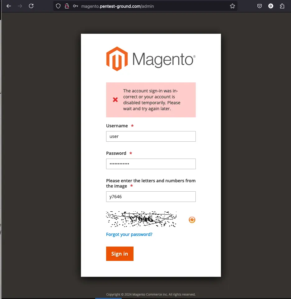 Magento login block