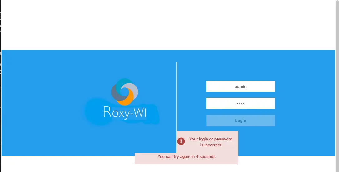 Roxy-WI login error