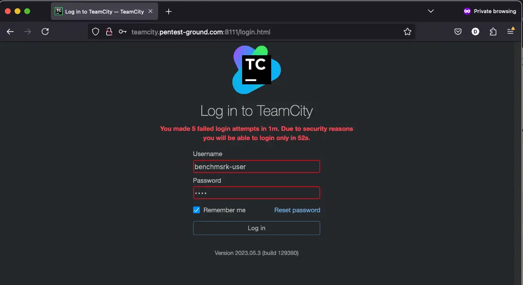 JetBrains TeamCity login failed