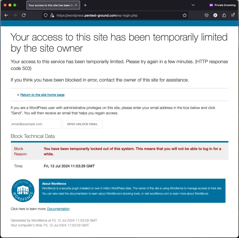 Wordpress blocked