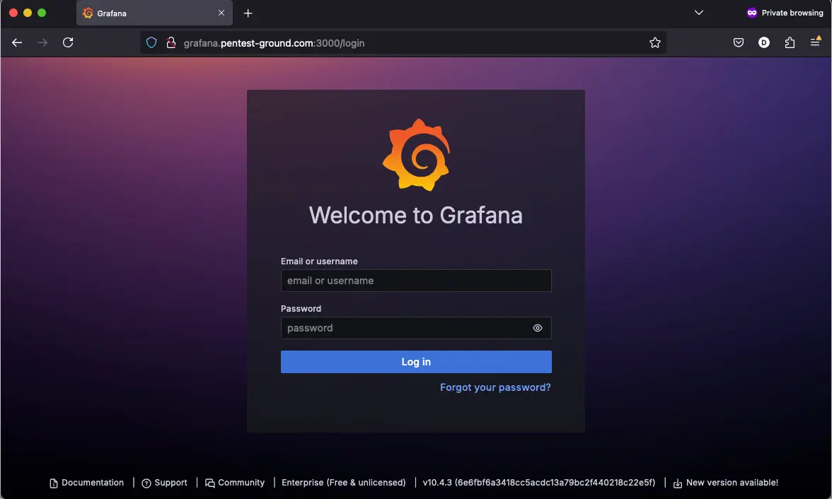 Grafana login form